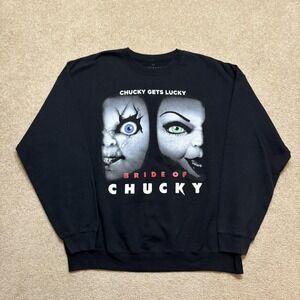 Bride Of Chucky Crewneck Sweatshirt Mens XL Black Horror Movie Ripple Junction
